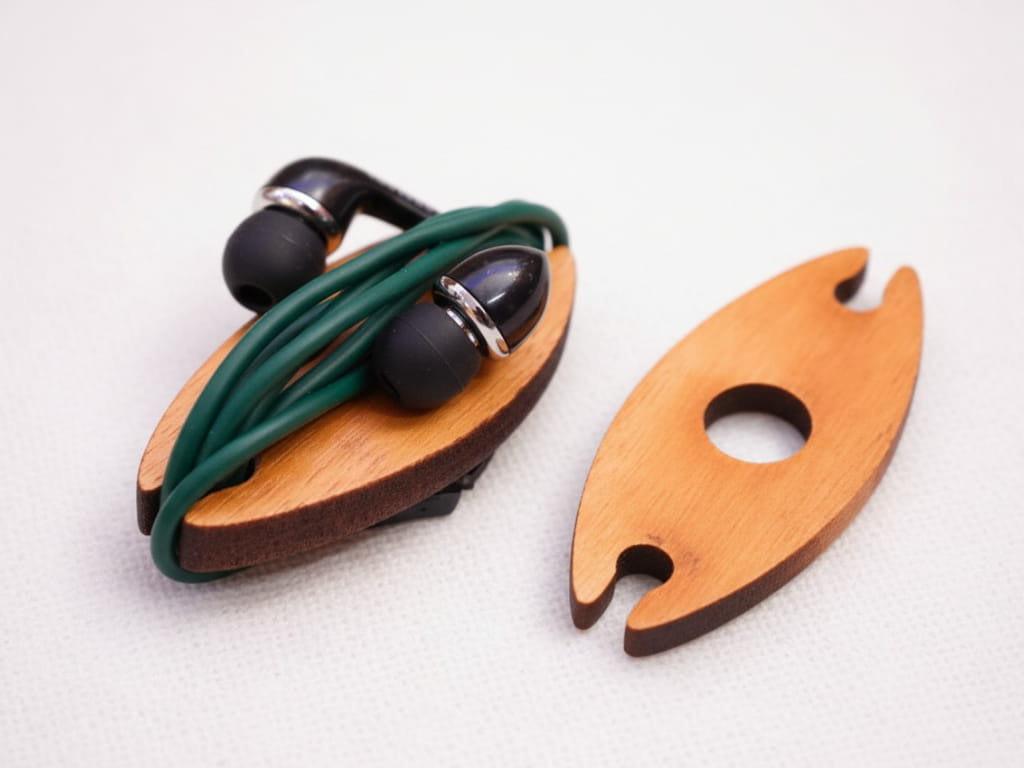 Laser Cut Wooden Wired Earphone Cord Organizer