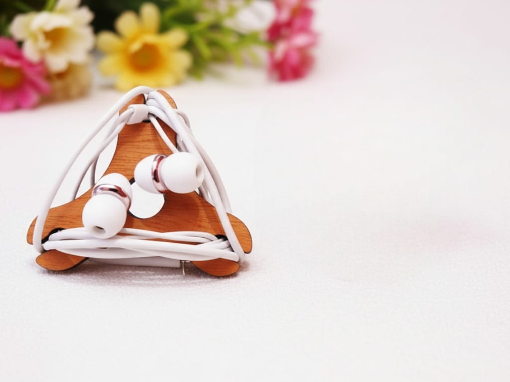 Laser Cut Wooden Earphone Cable Organizer