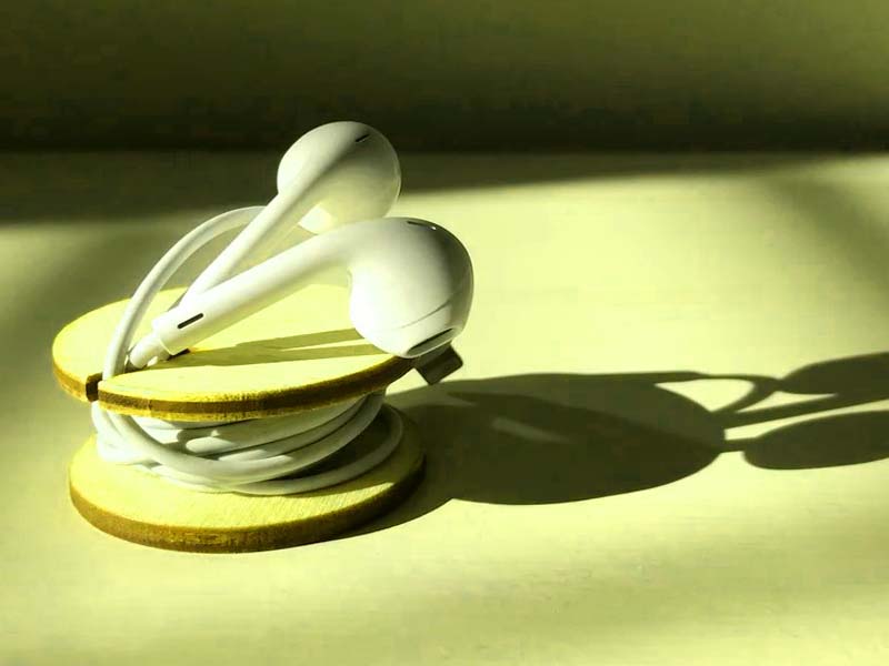 Laser Cut Wooden Headphone Organizer Tangle Free Earbud Holder