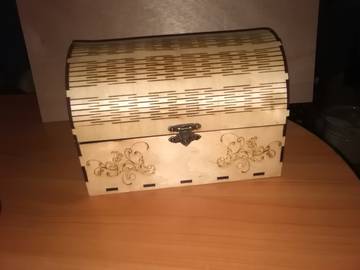 Laser Cut Treasure Chest with Living Hinge Lid Jewelry Storage Box