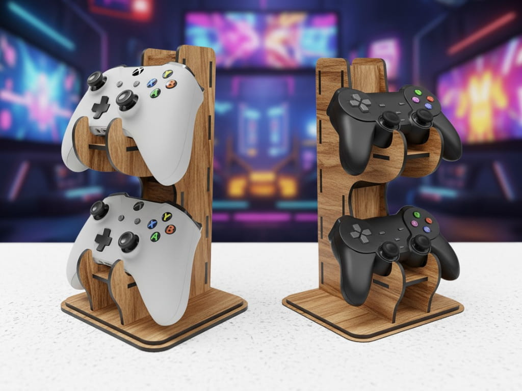 Laser Cut 2 Controllers and Headphone Holder Stand