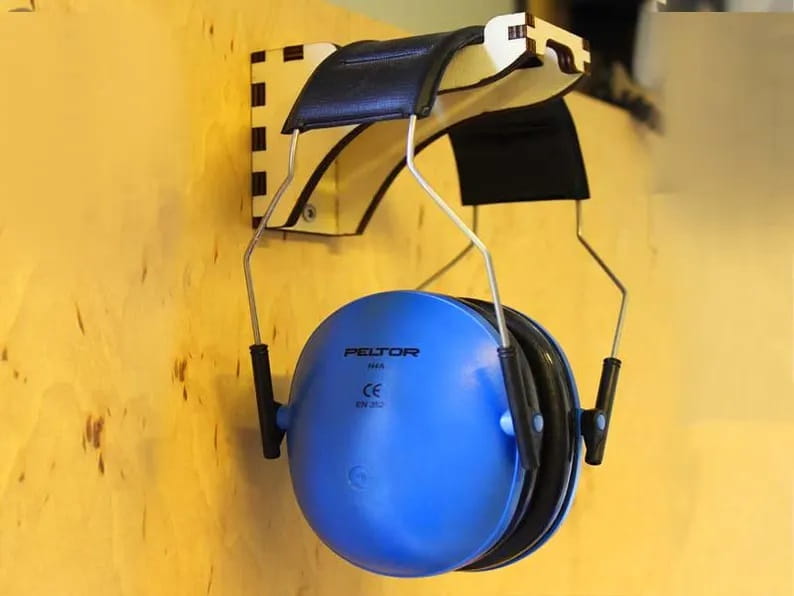 Laser Cut Wooden Wall Mounted Earmuff Headphone Stand