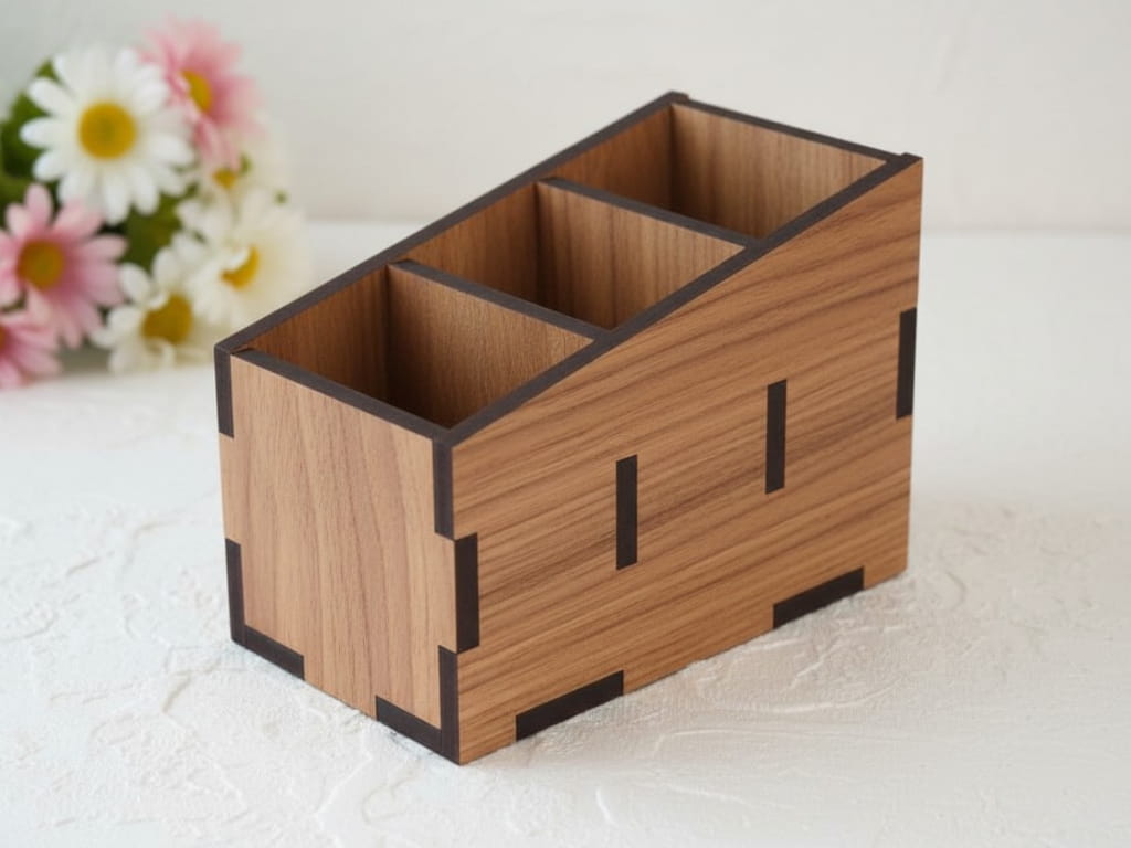 Laser Cut Remote Control Holder with 3 Dividers