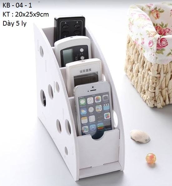 Laser Cut Remote Control Holder Stand 4 Slots Desk Organizer