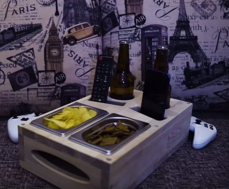 Laser Cut Couch Drink Holder TV Room Refreshment Tray