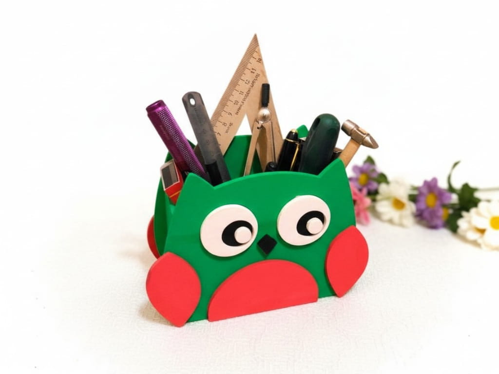 Laser Cut Owl Desk Organizer Pen and Pencil Holder