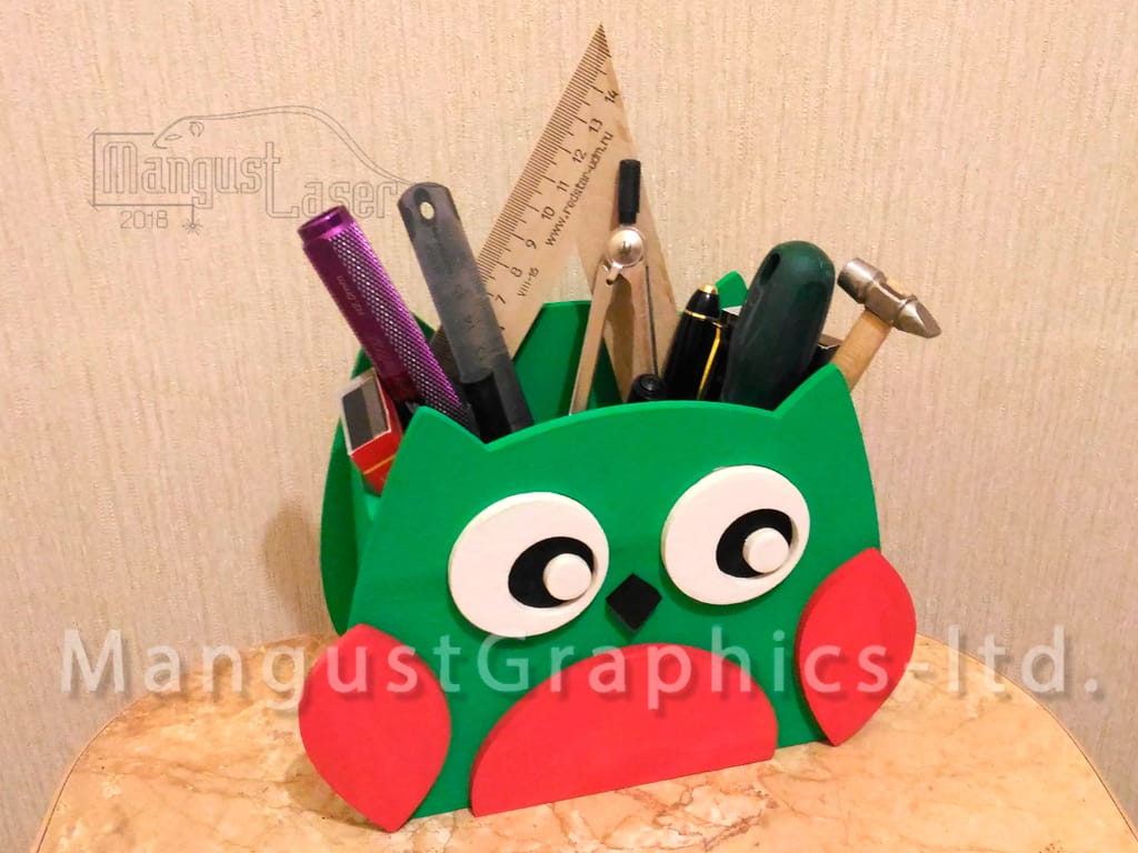 Laser Cut Owl Desk Organizer Pen and Pencil Holder