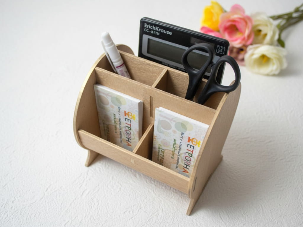Laser Cut Barrel Desk Organizer Pen Holder for Desk