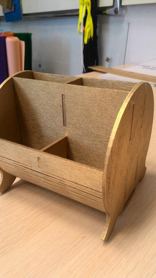 Laser Cut Barrel Desk Organizer Pen Holder for Desk