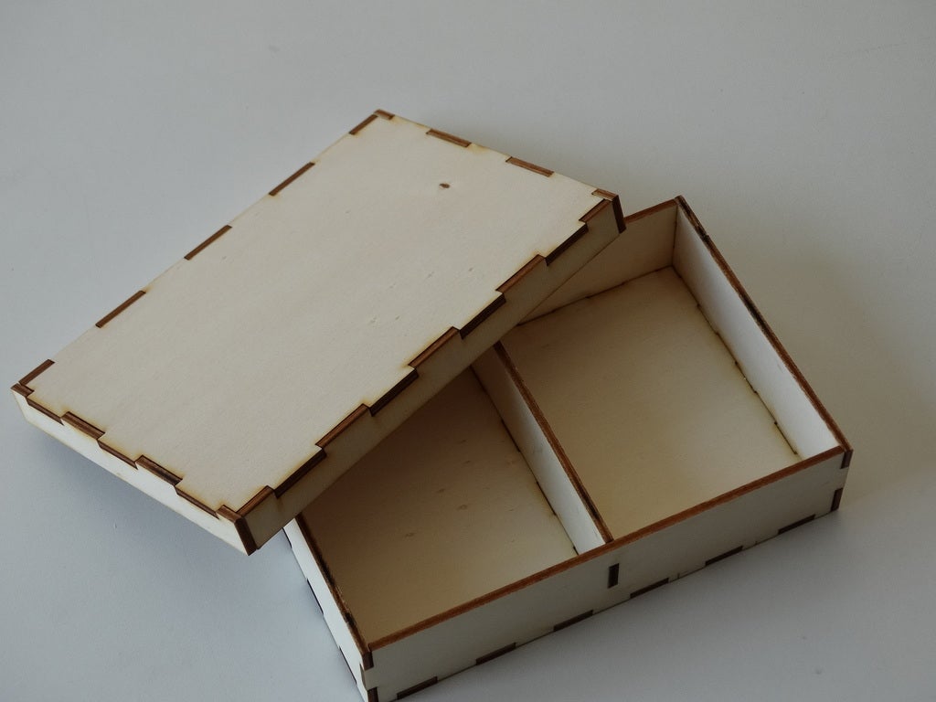 Laser Cut Sorting Box with Lid Wooden Storage Box