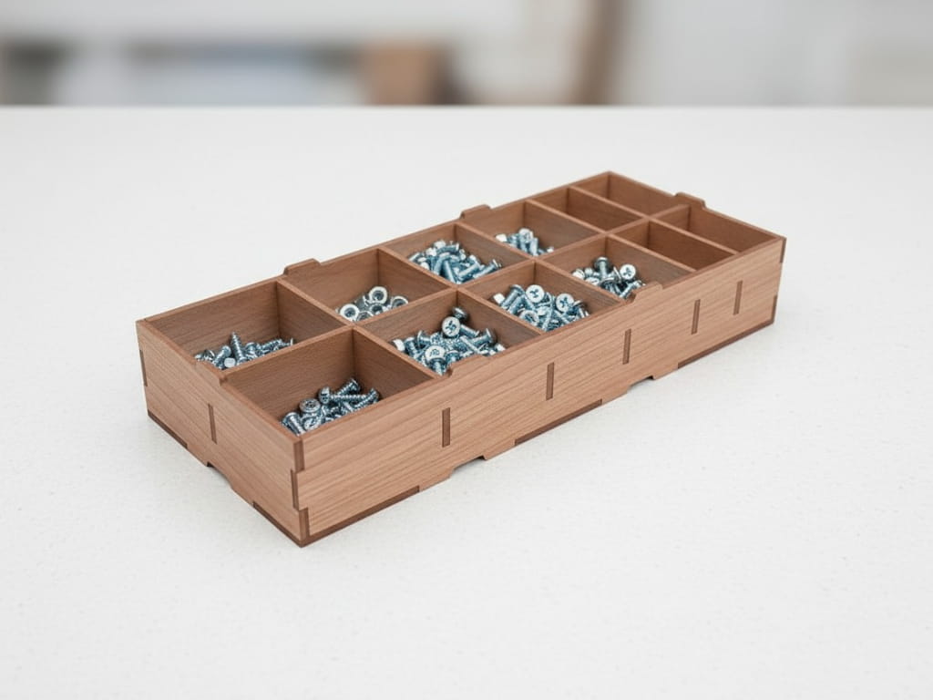 Laser Cut Wooden Compartment Storage Box