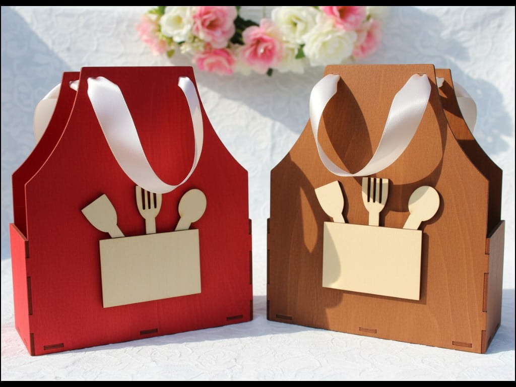 Laser Cut Apron Gift Box Wooden Treat Box