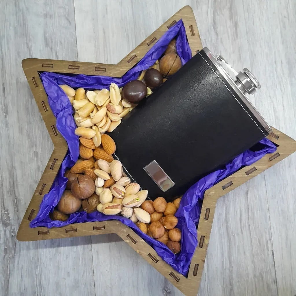 Laser Cut Star Shaped Wooden Dry Fruit Gift Box