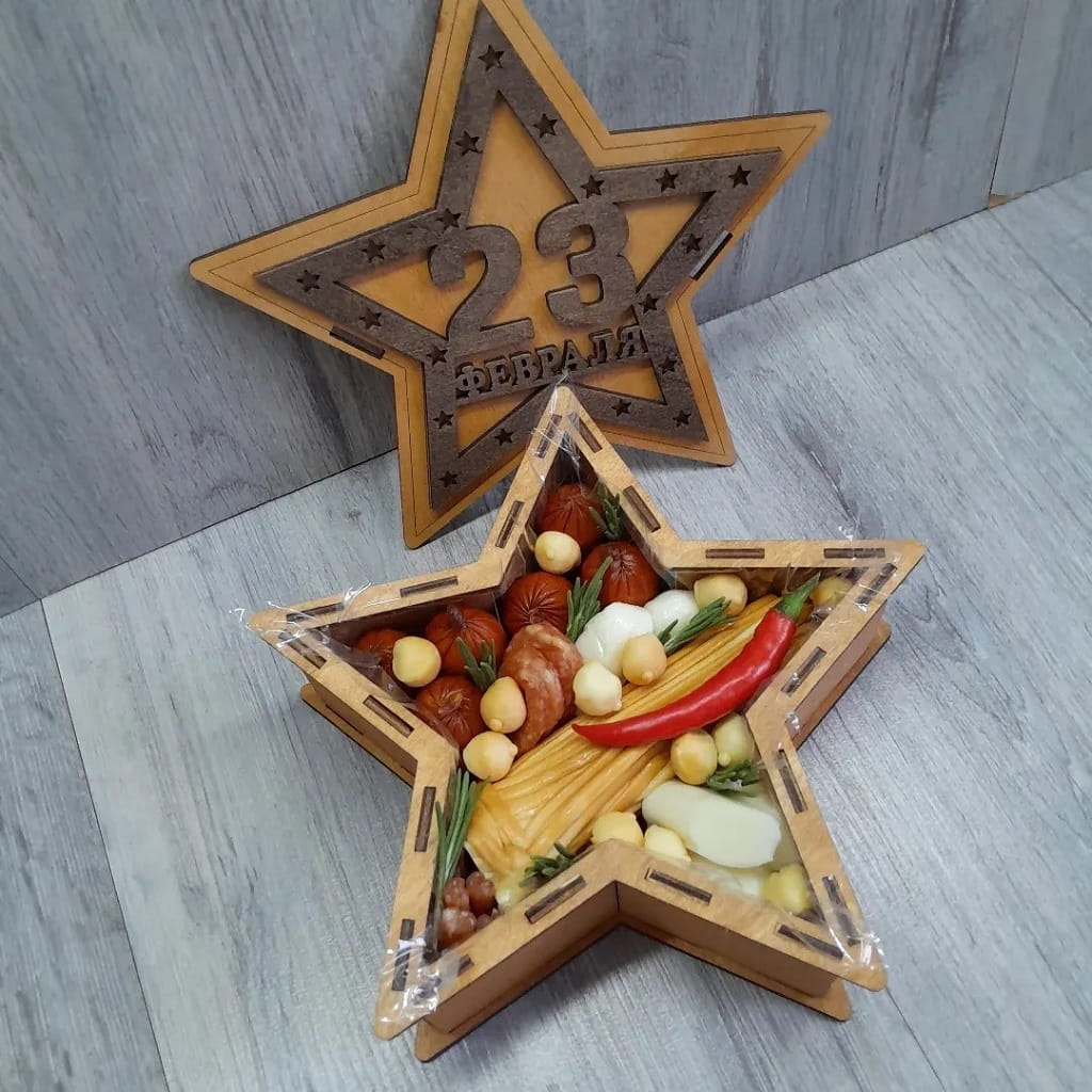 Laser Cut Star Shaped Wooden Dry Fruit Gift Box