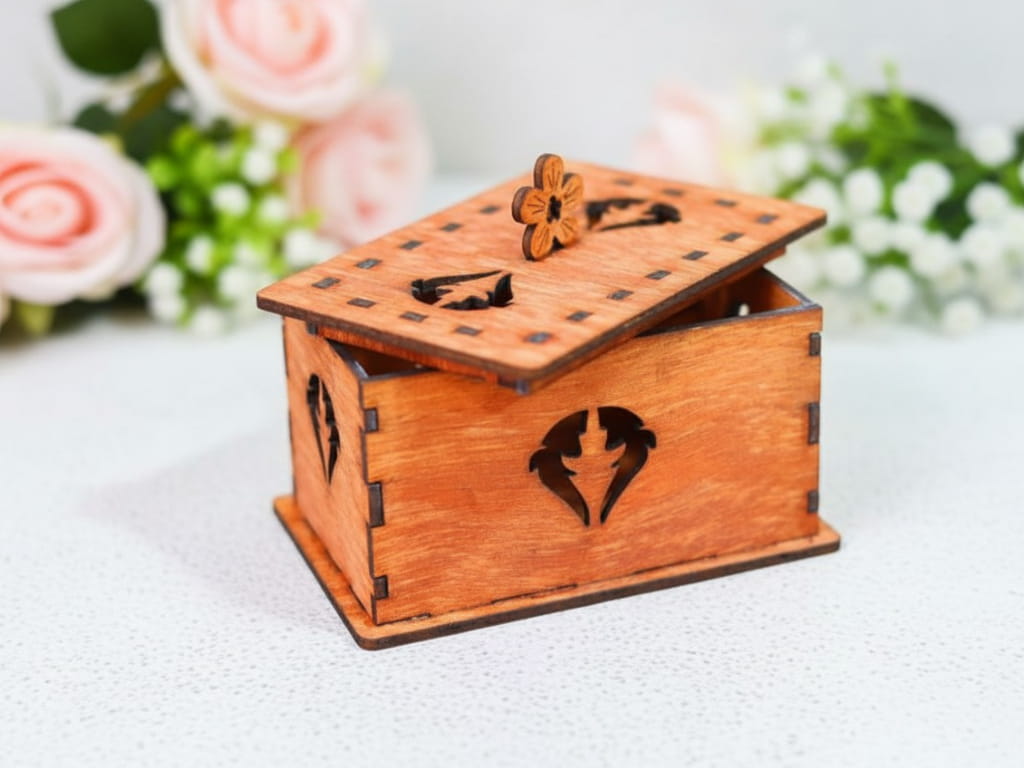 Laser Cut Wooden Gift Box Jewelry Box Keepsake Box