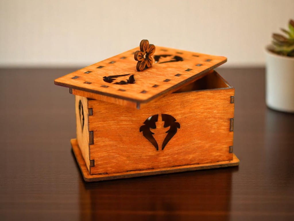 Laser Cut Wooden Gift Box Jewelry Box Keepsake Box