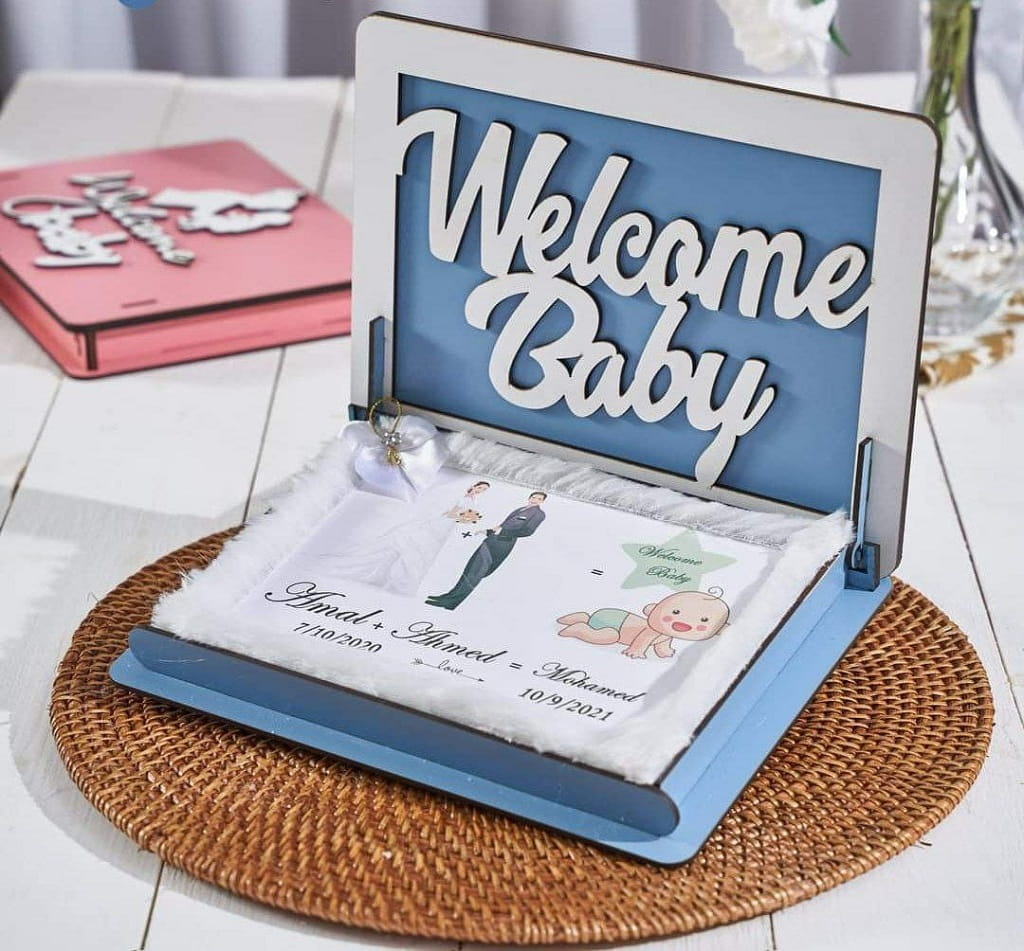 Laser Cut Wooden Welcome Baby Keepsake Box