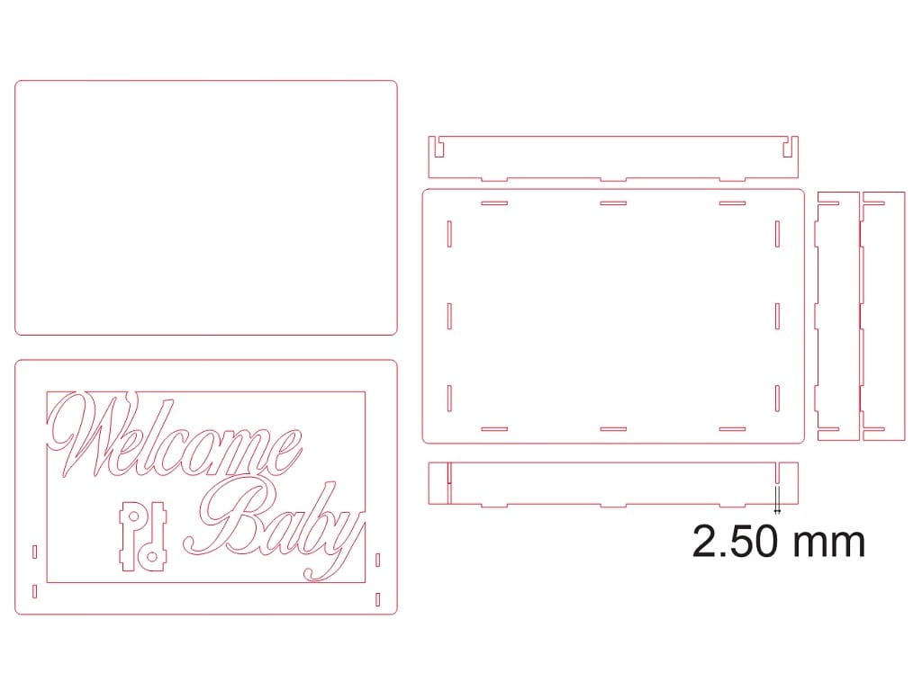 Laser Cut Wooden Welcome Baby Keepsake Box