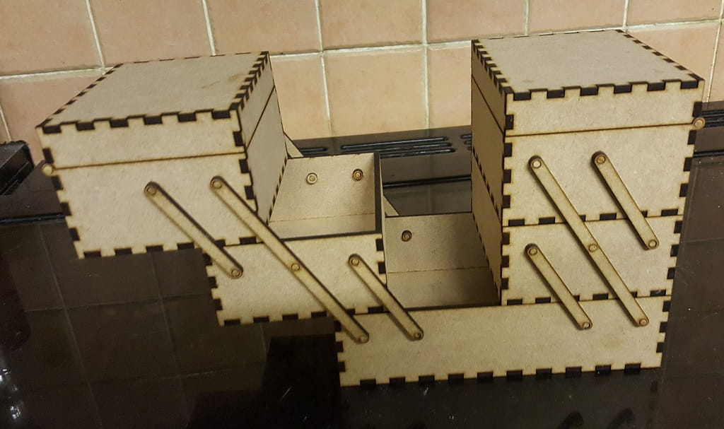Laser Cut Wooden Cantilever Tool Box Organizer