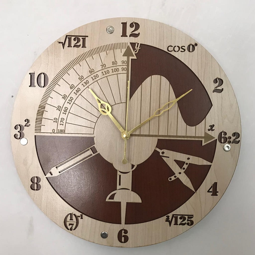 Laser Cut Wooden Geometric Wall Clock