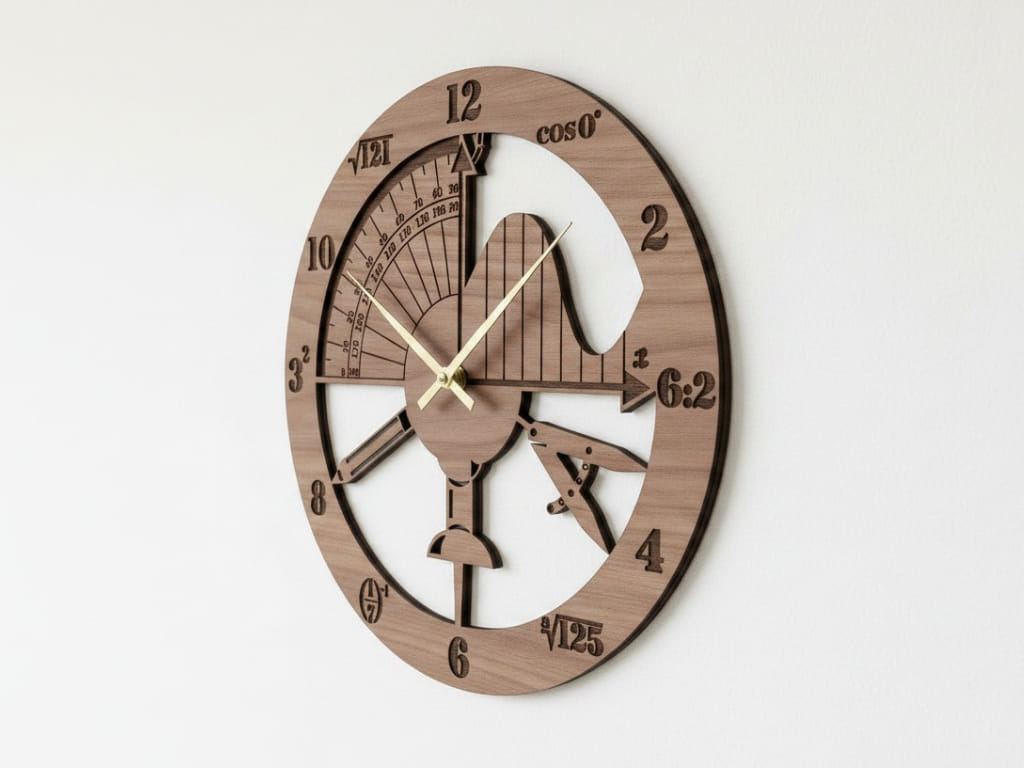 Laser Cut Wooden Geometric Wall Clock