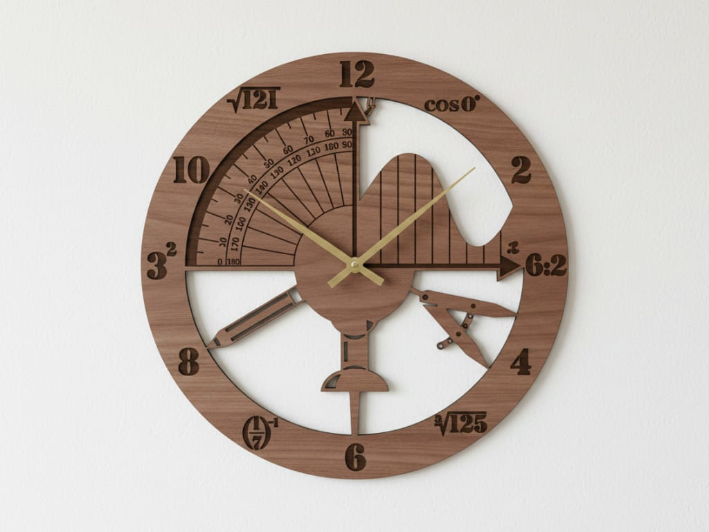 Laser Cut Wooden Geometric Wall Clock