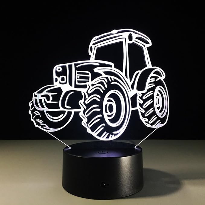 Laser Engraved Tractor 3D Illusion Lamp LED Night Light