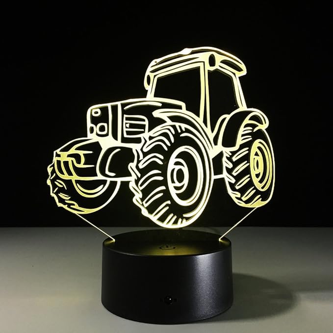 Laser Engraved Tractor 3D Illusion Lamp LED Night Light