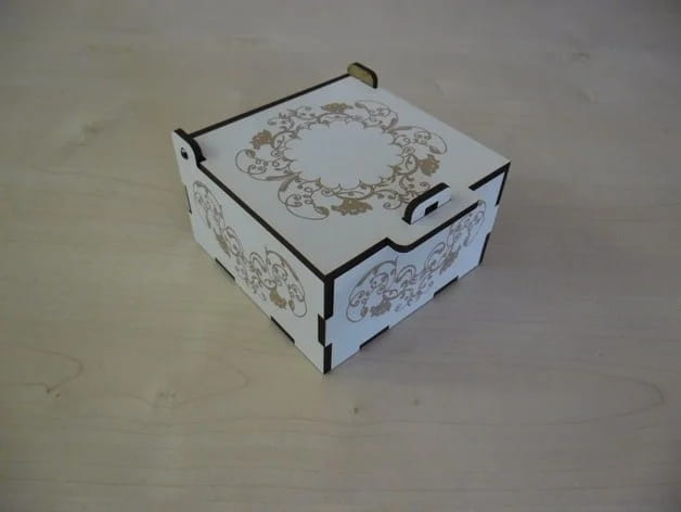Laser Cut Wooden Box with Latch Lid