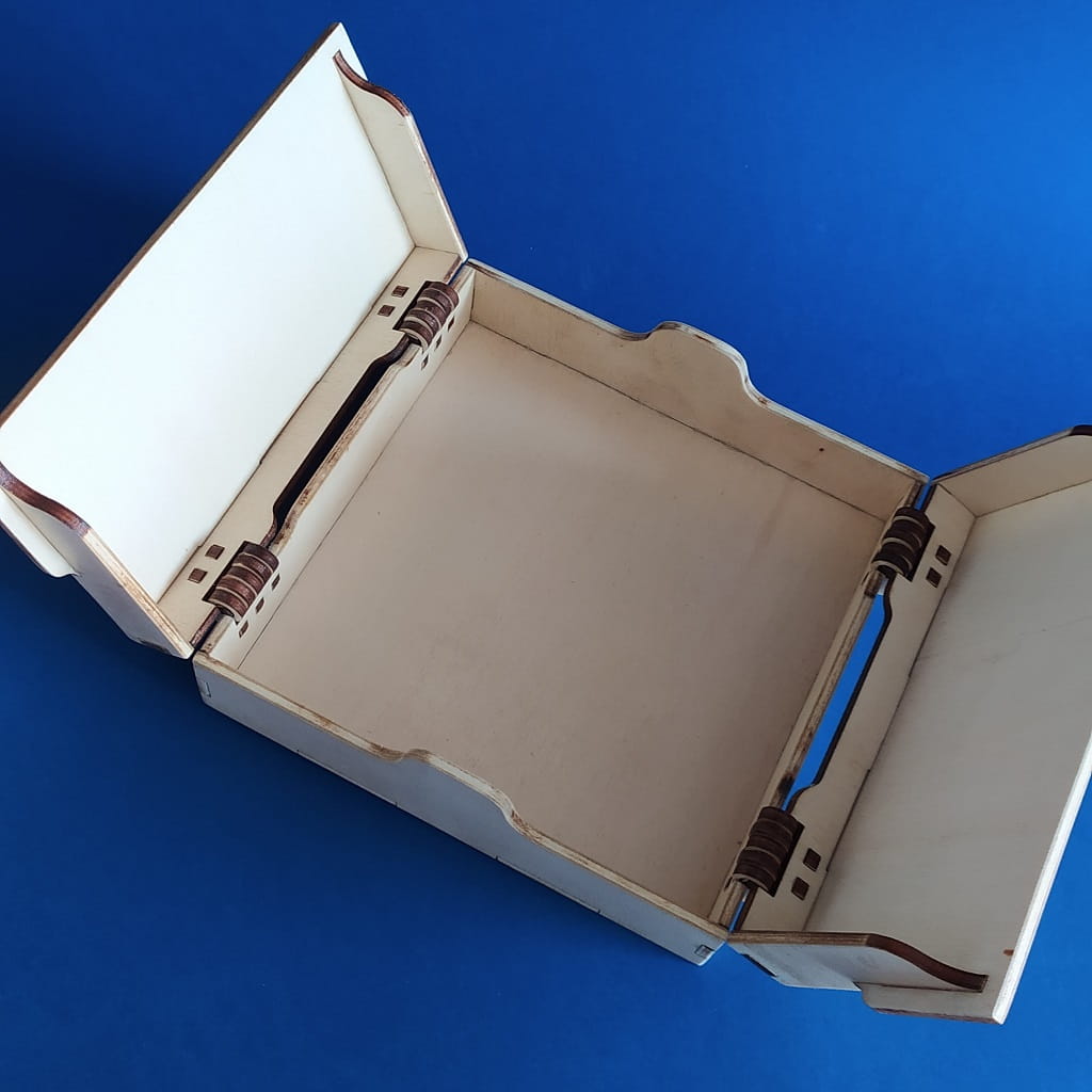 Laser Cut Wooden Box with Double Door Lid