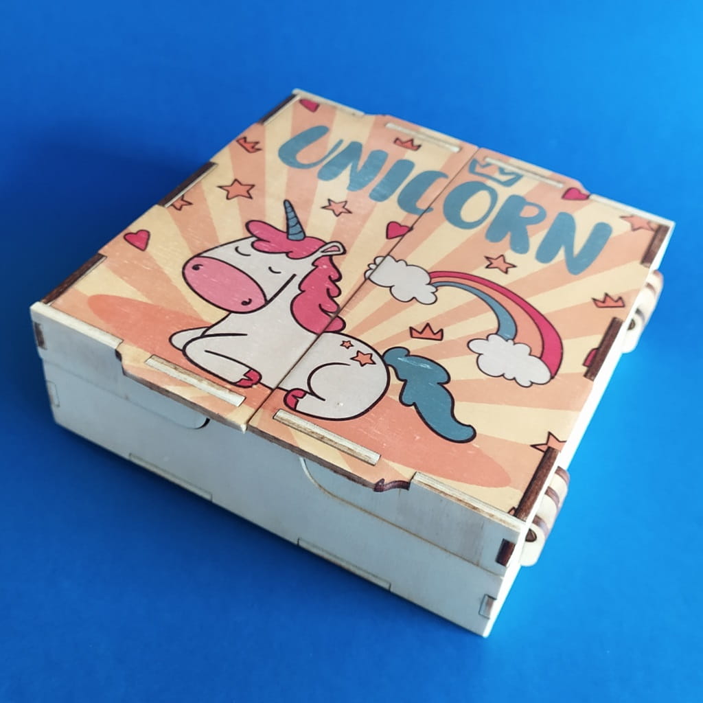 Laser Cut Wooden Box with Double Door Lid