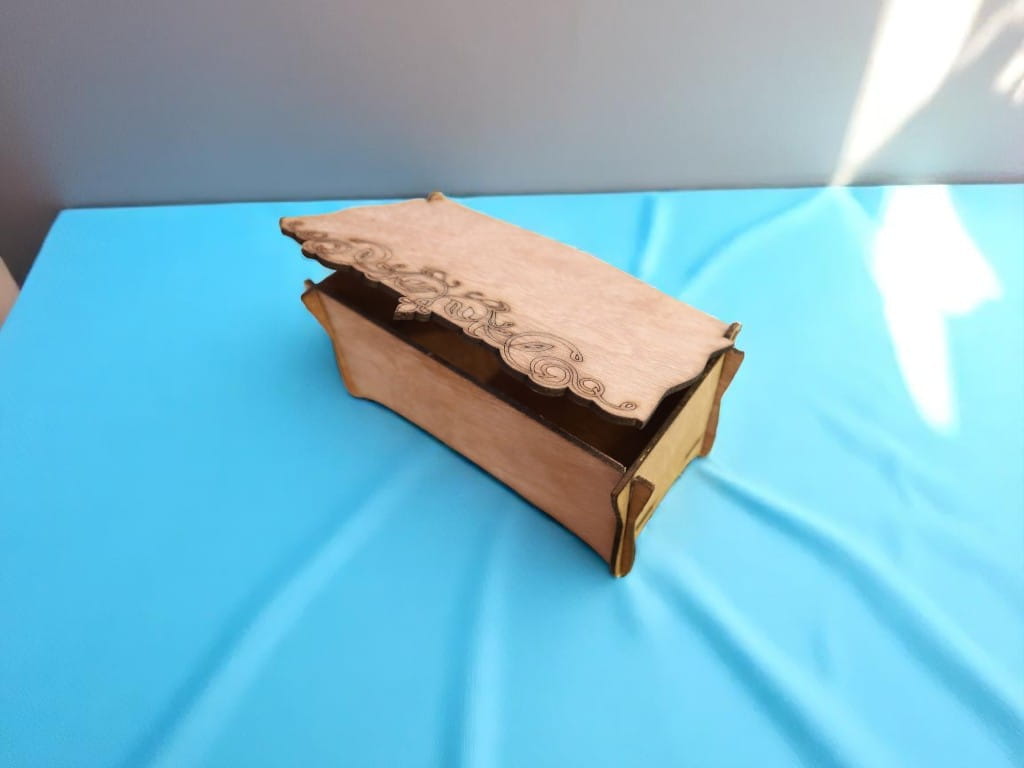 Laser Cut Wooden Jewelry Box Hinged Lid Keepsake Storage
