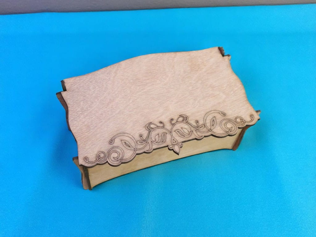 Laser Cut Wooden Jewelry Box Hinged Lid Keepsake Storage