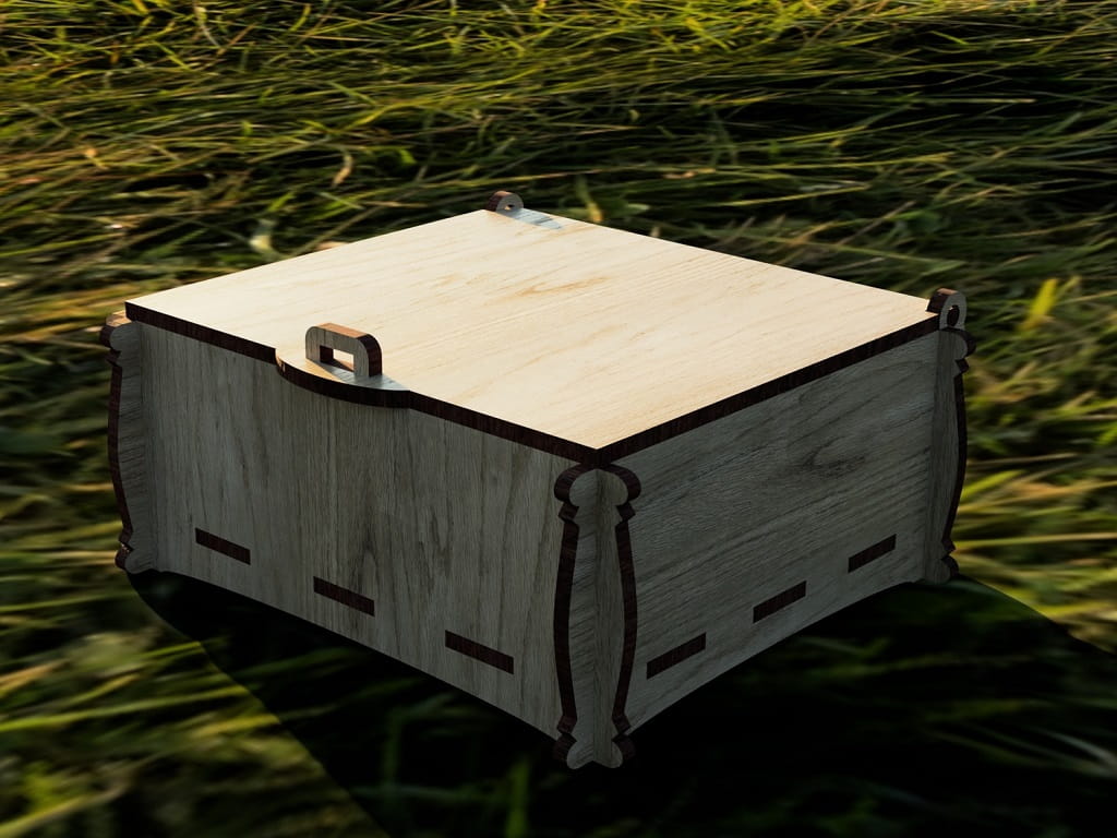 Laser Cut Shallow Wooden Keepsake Box with Lock