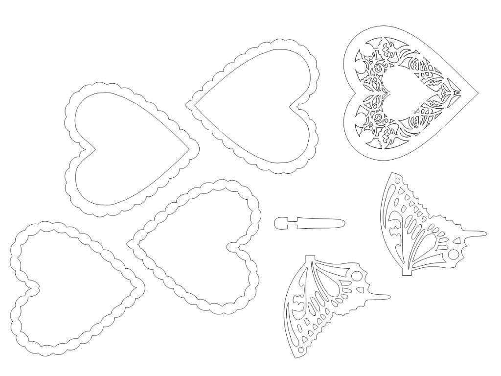 Laser Cut Multi Layered Butterfly Heart Box