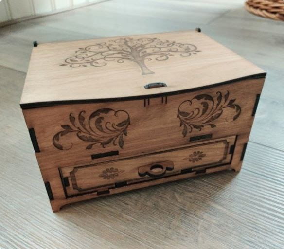 Laser Cut Wooden Jewelry Box Organizer with Drawer