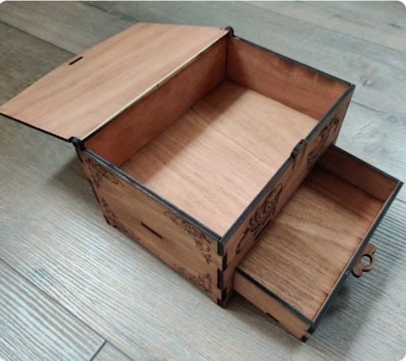 Laser Cut Wooden Jewelry Box Organizer with Drawer