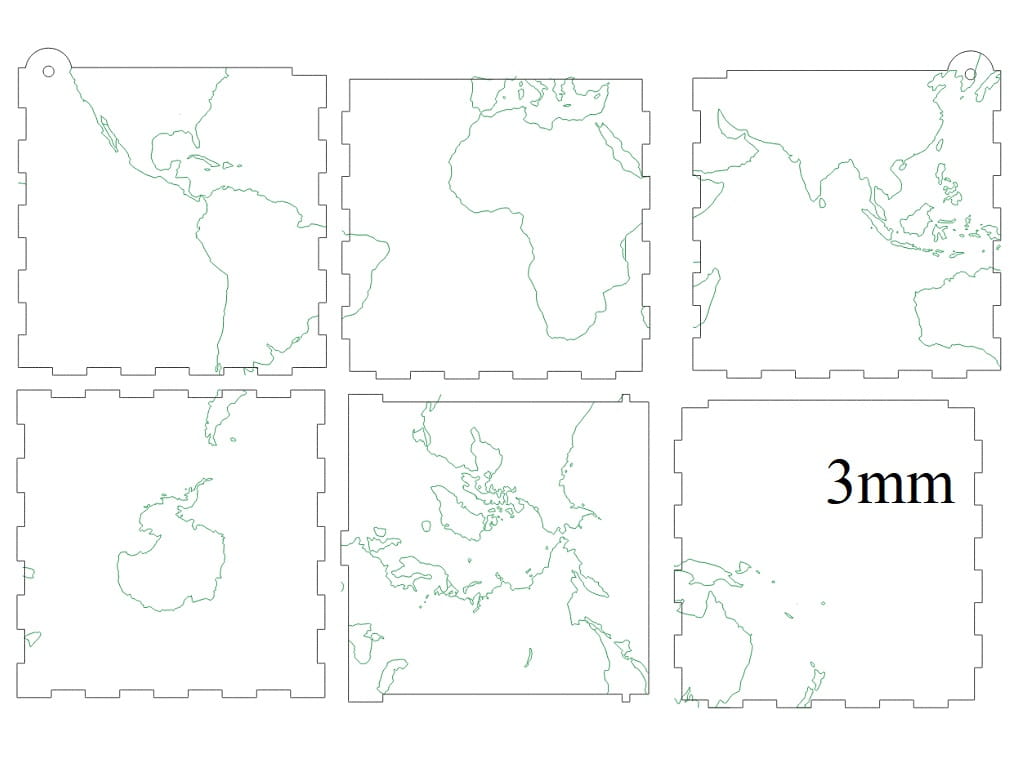 Laser Cut Wooden World Map Storage Box
