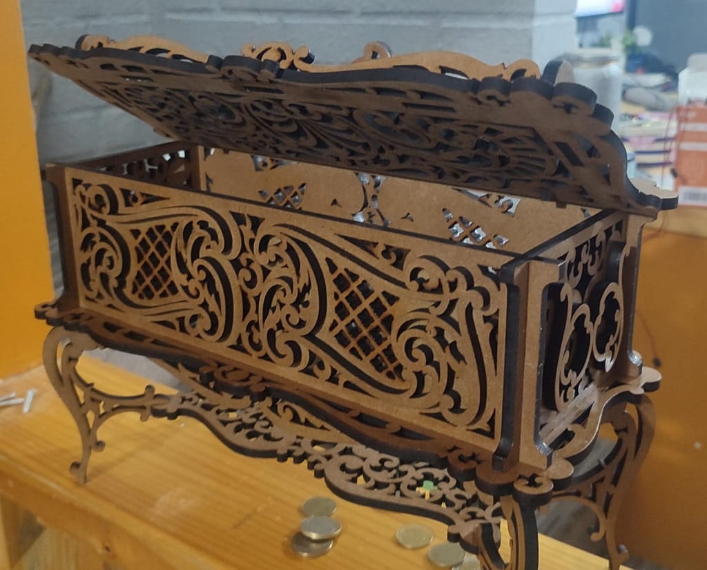 Laser Cut Decorative Jewelry Box with Intricate Design