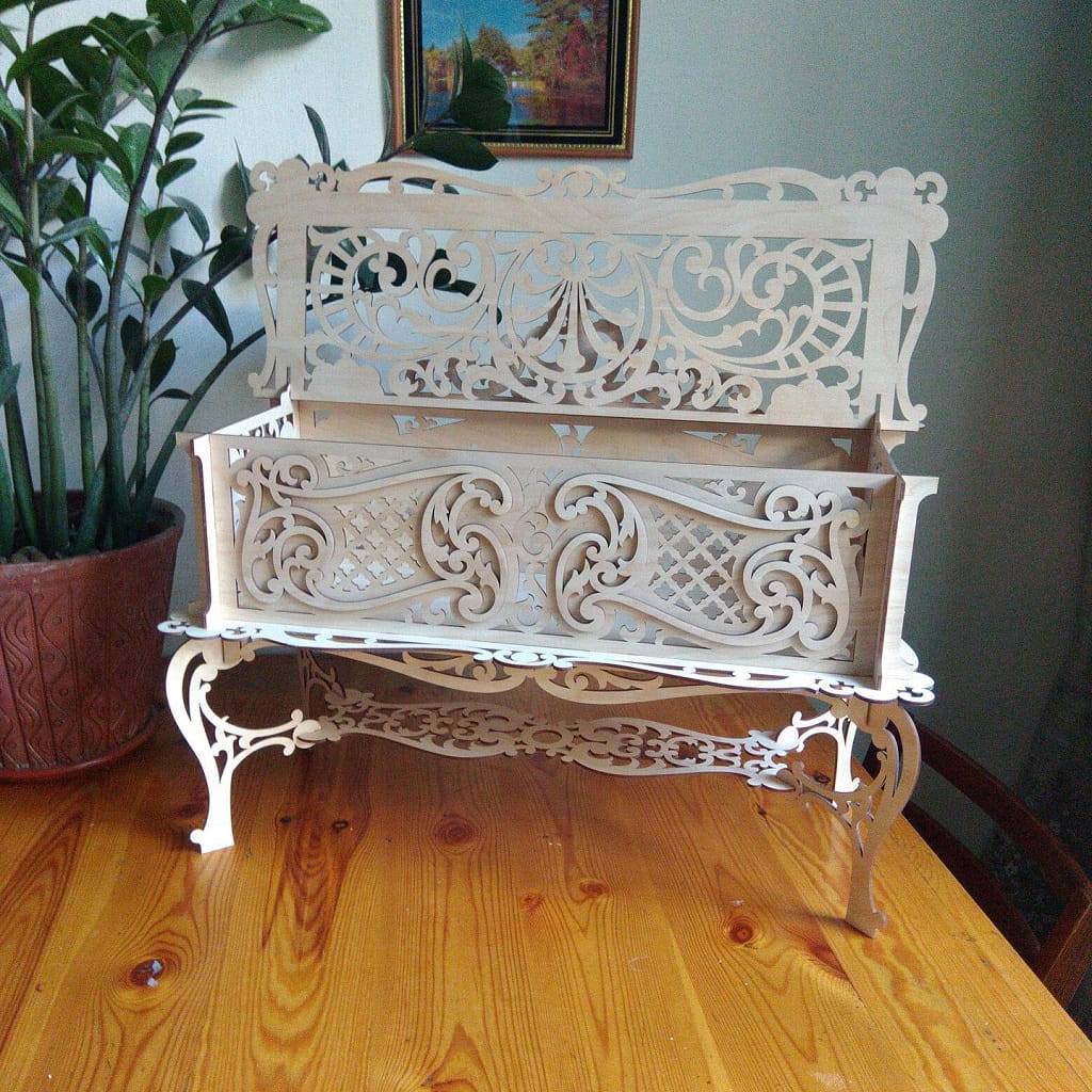 Laser Cut Wooden Intricate Jewelry Chest Box