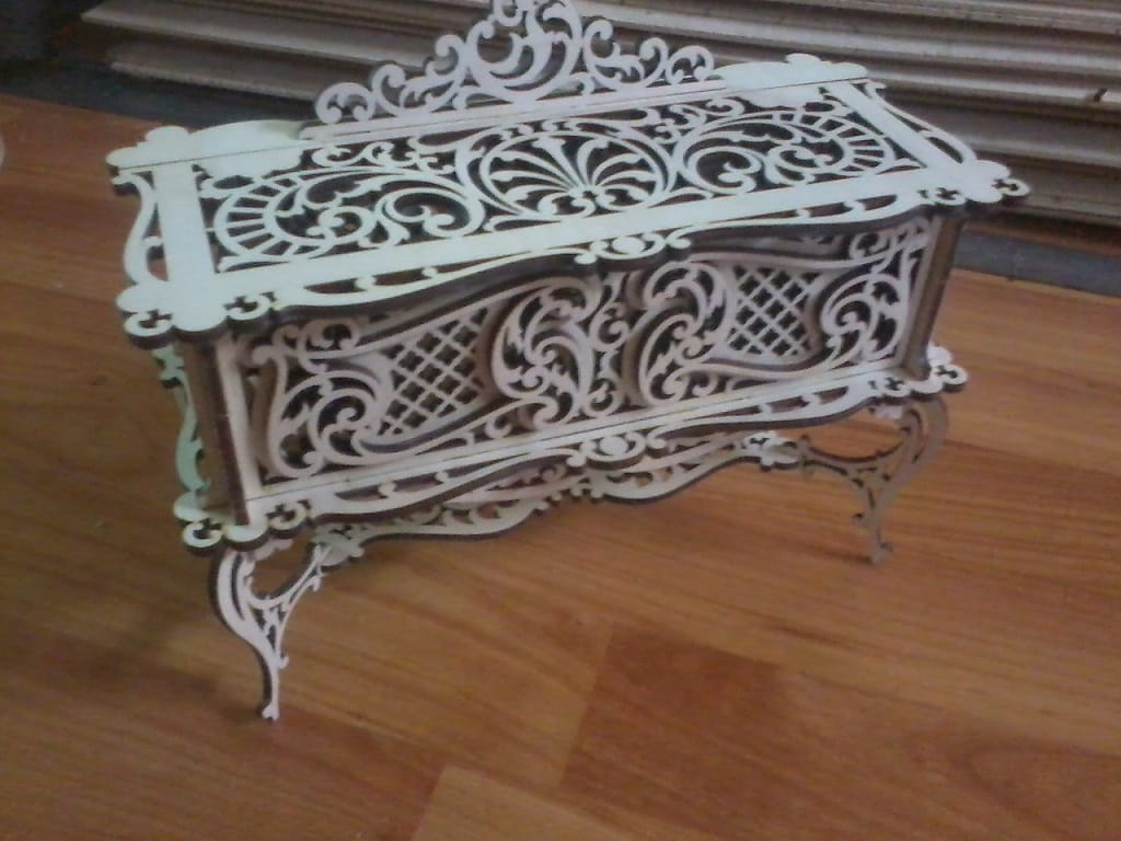 Laser Cut Wooden Intricate Jewelry Chest Box