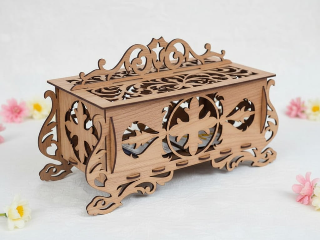 Laser Cut Intricate Wooden Jewelry Box