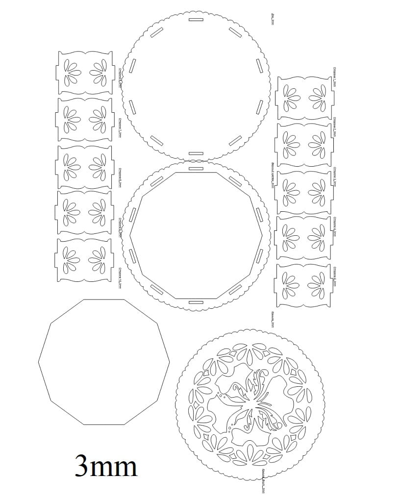 Laser Cut Wooden Round Jewelry Box with Butterfly Design