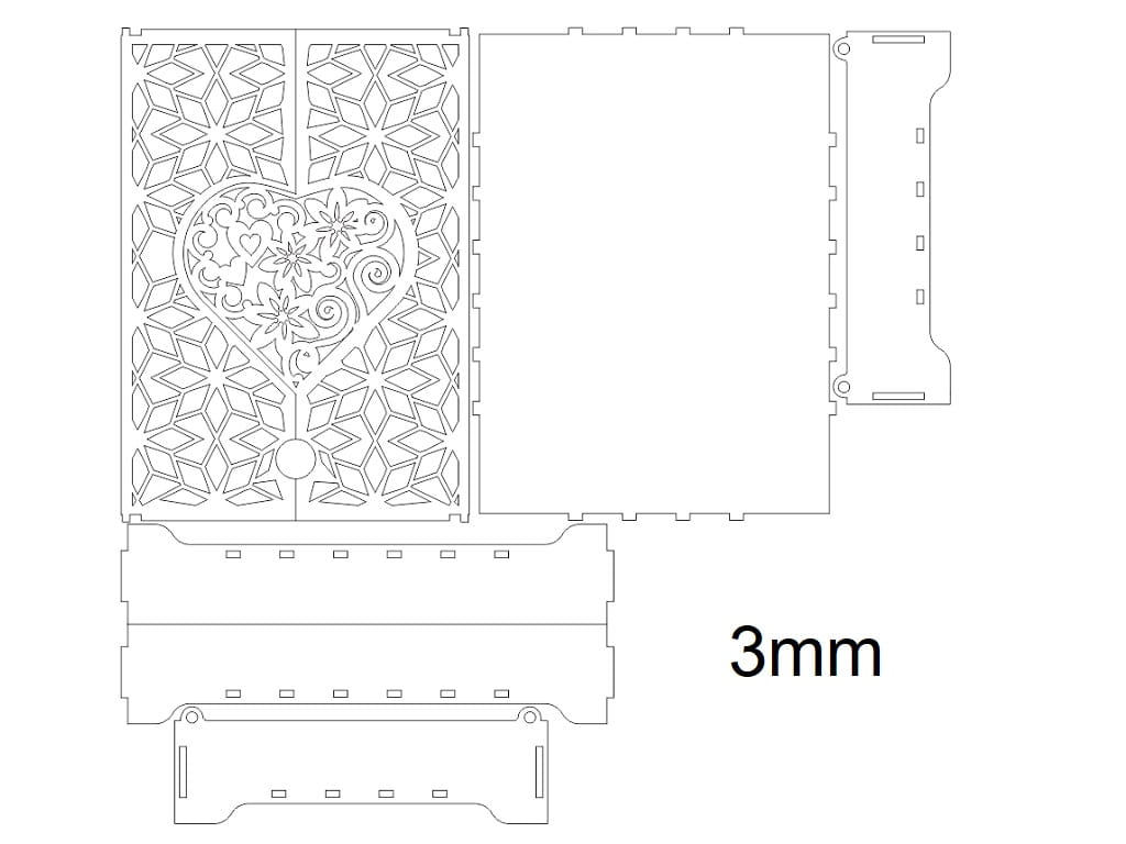 Laser Cut Jewelry Box Gift Box with Heart Design on Lid