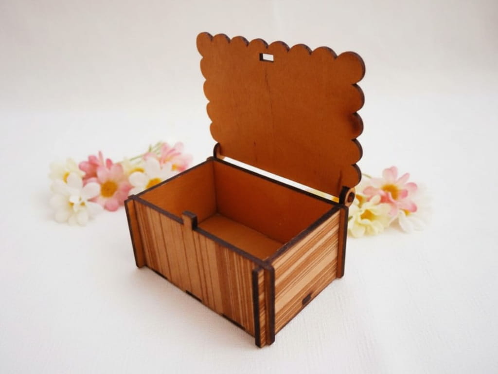 Laser Cut Wooden Double Heart Jewelry Box
