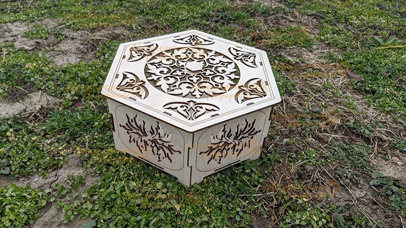 Laser Cut Wooden Hexagonal Jewelry Box