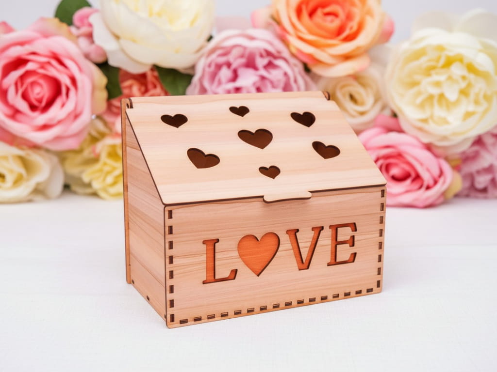 Laser Cut Wooden Jewelry Organizer Love Gift Box
