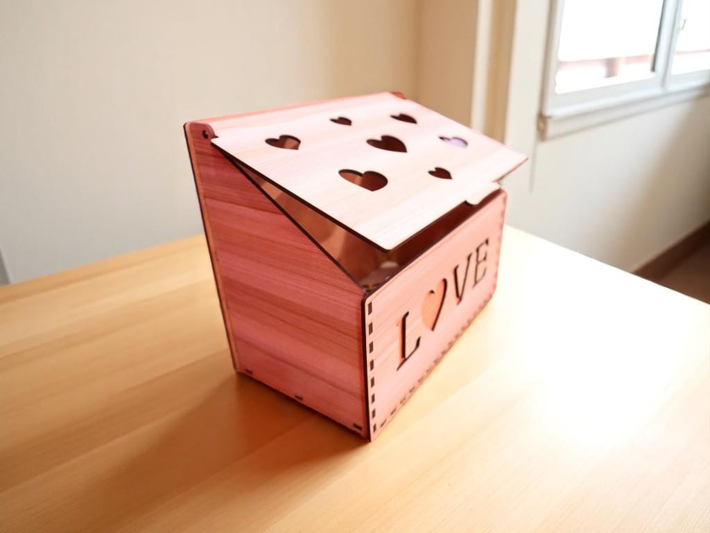 Laser Cut Wooden Jewelry Organizer Love Gift Box