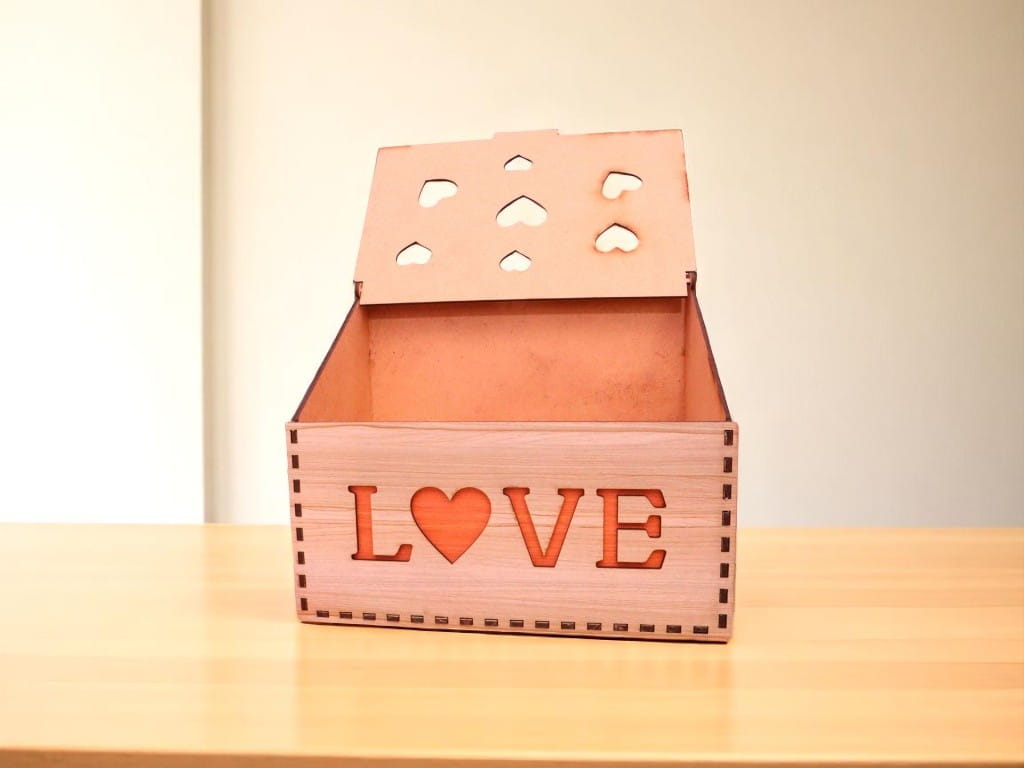 Laser Cut Wooden Jewelry Organizer Love Gift Box