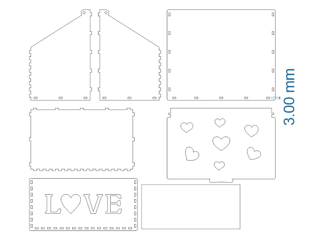 Laser Cut Wooden Jewelry Organizer Love Gift Box